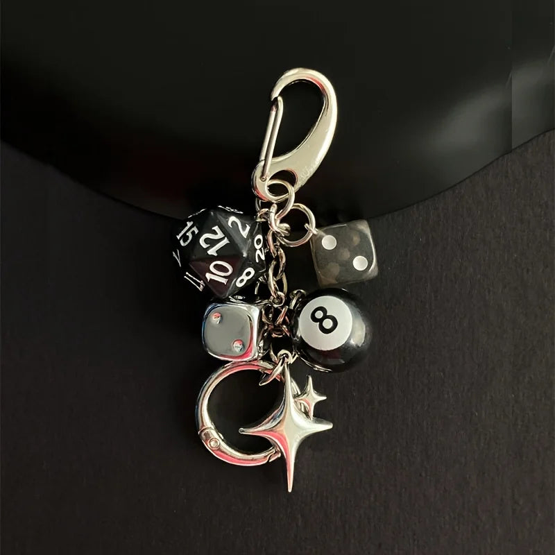 Resin Number Charm Keychain