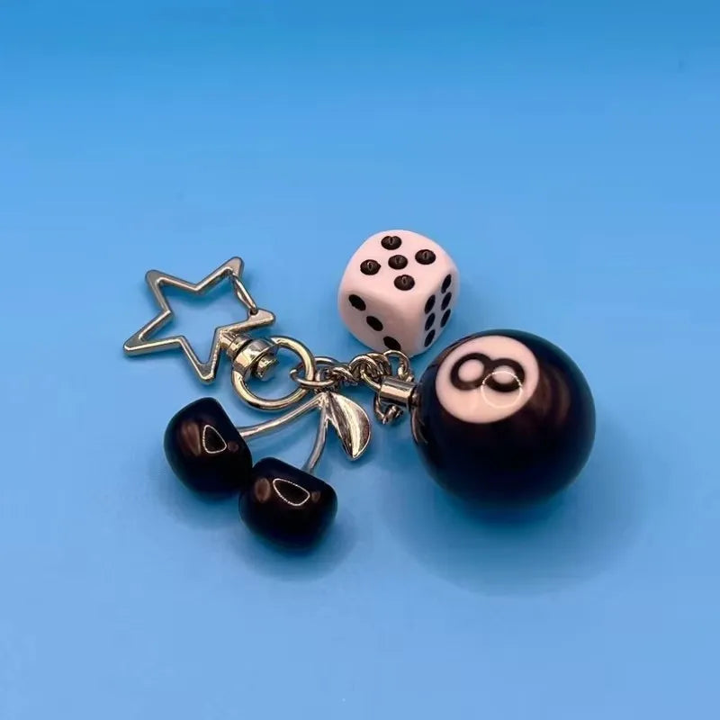 Cherry Billiard Ball Keychain
