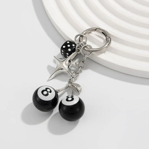 Cherry Billiard Ball Keychain