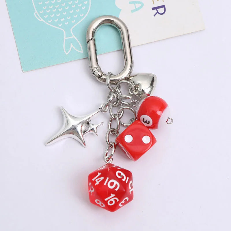 Korean Heart Star Dice Keychain
