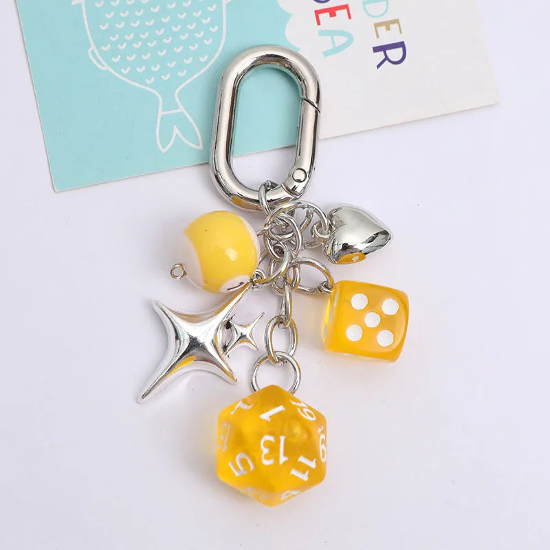 Korean Heart Star Dice Keychain