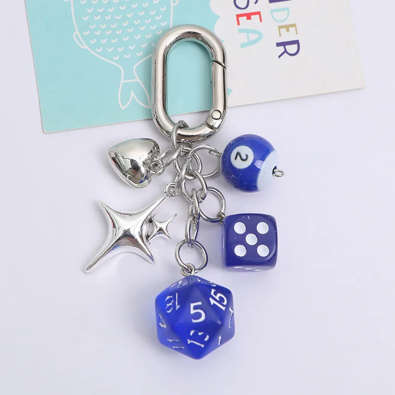 Korean Heart Star Dice Keychain