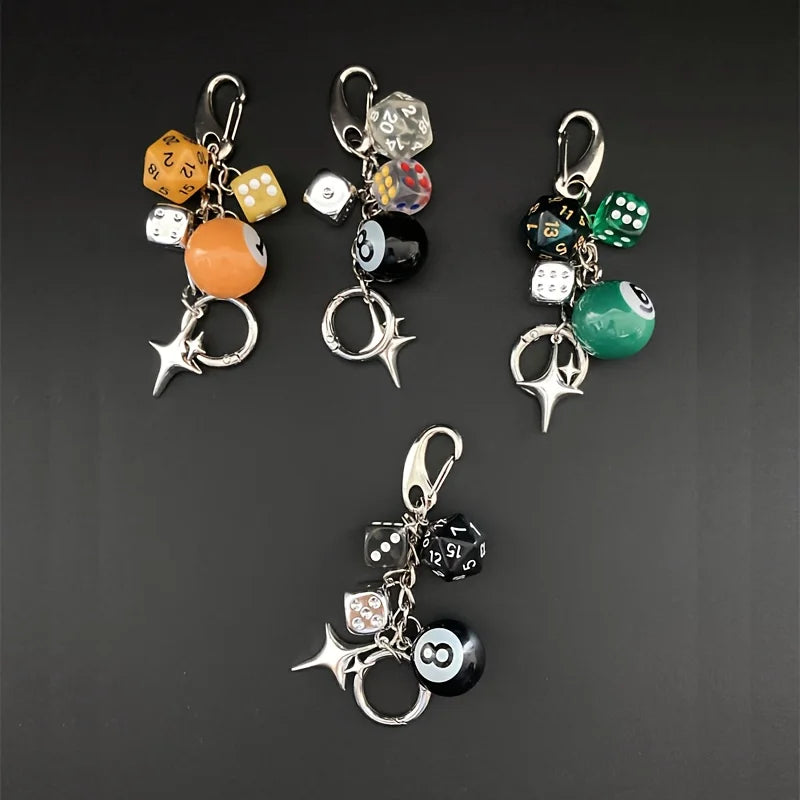 Resin Number Charm Keychain