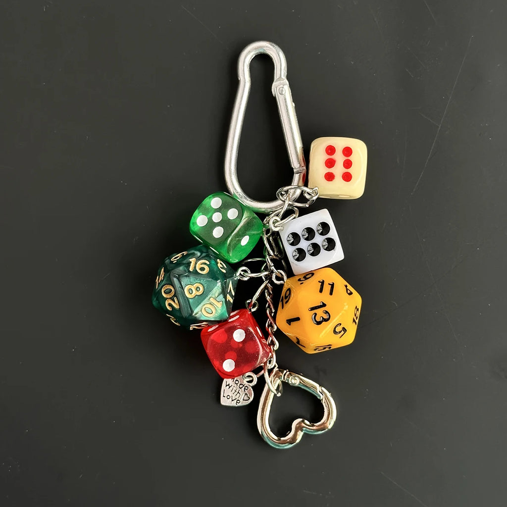 6 Dice Playful Resin Carabiner Charm Keychain