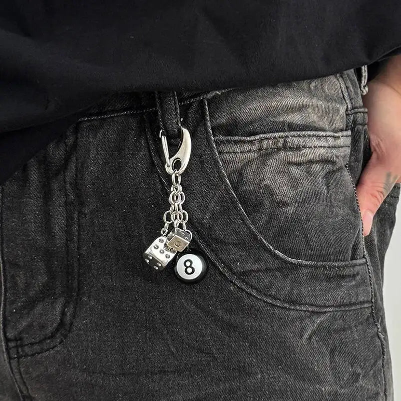 Retro Dice Billiards Keychain