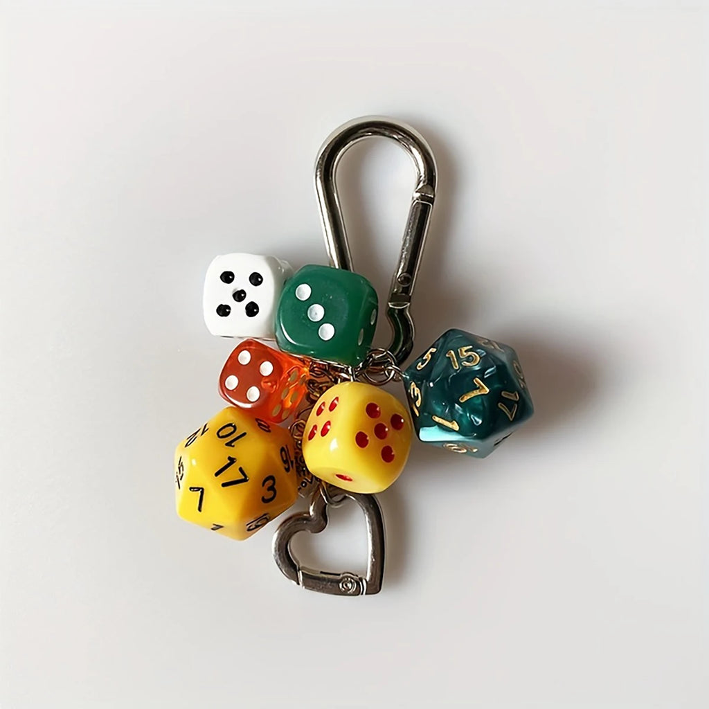 6 Dice Playful Resin Carabiner Charm Keychain