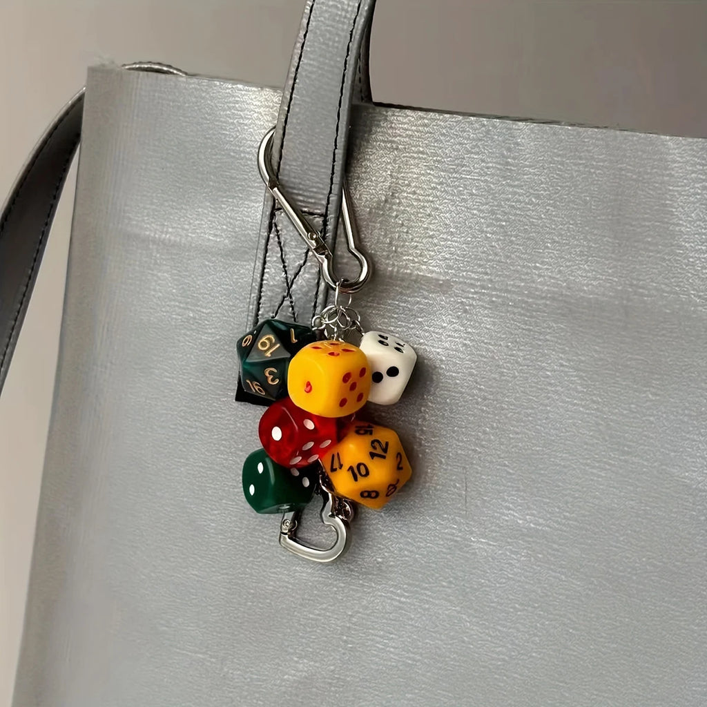 6 Dice Playful Resin Carabiner Charm Keychain