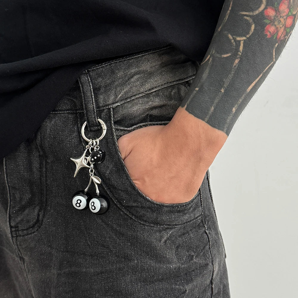 Cherry Billiard Ball Keychain