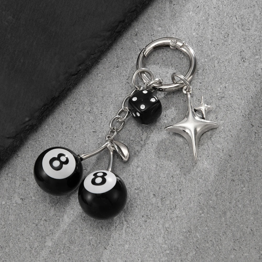Cherry Billiard Ball Keychain