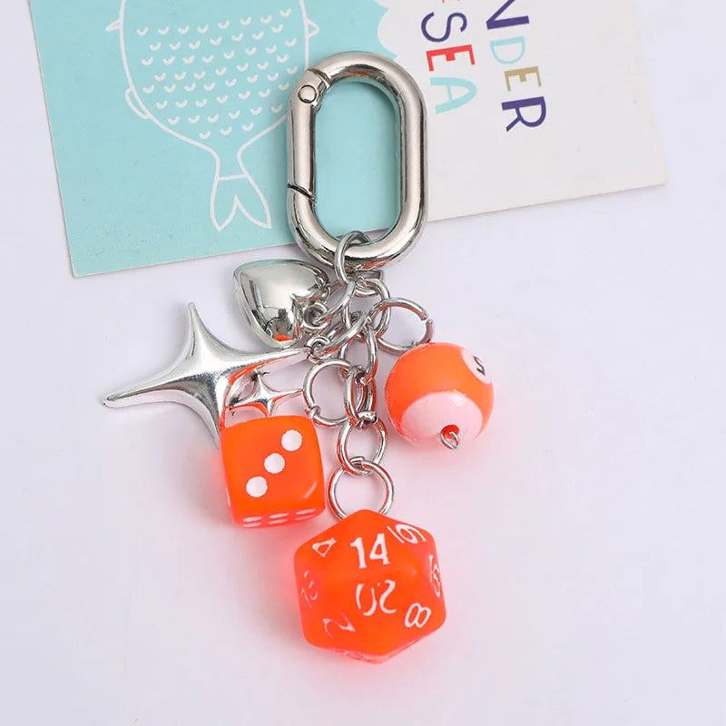 Korean Heart Star Dice Keychain