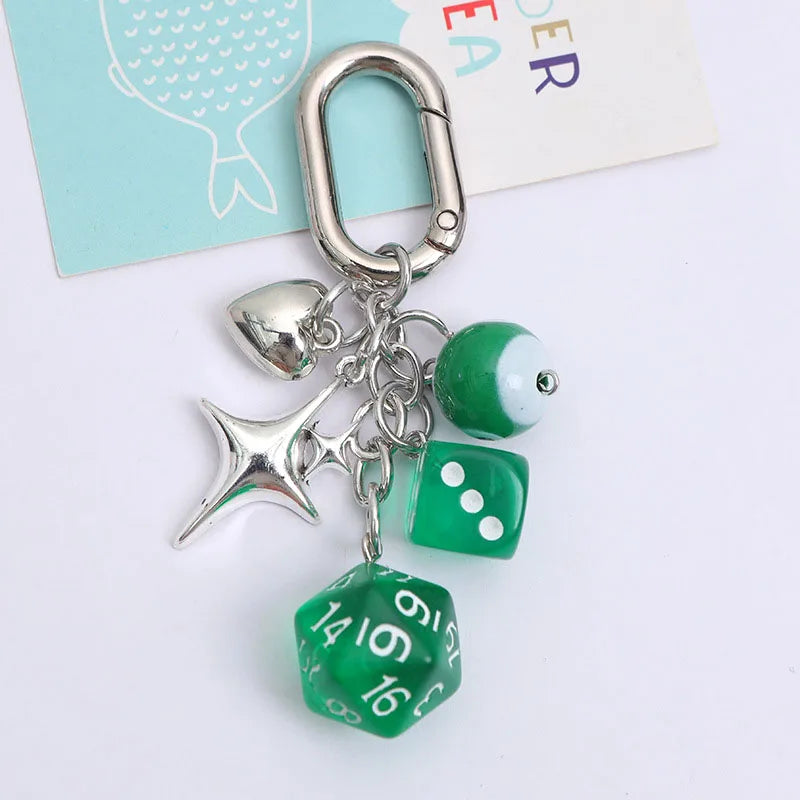 Korean Heart Star Dice Keychain