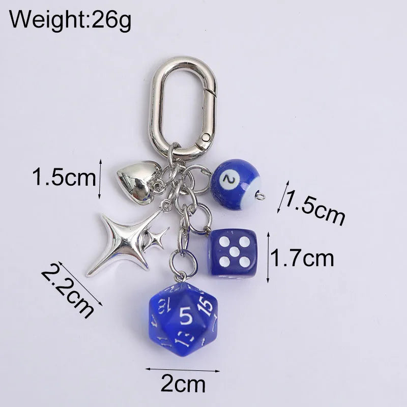 Korean Heart Star Dice Keychain