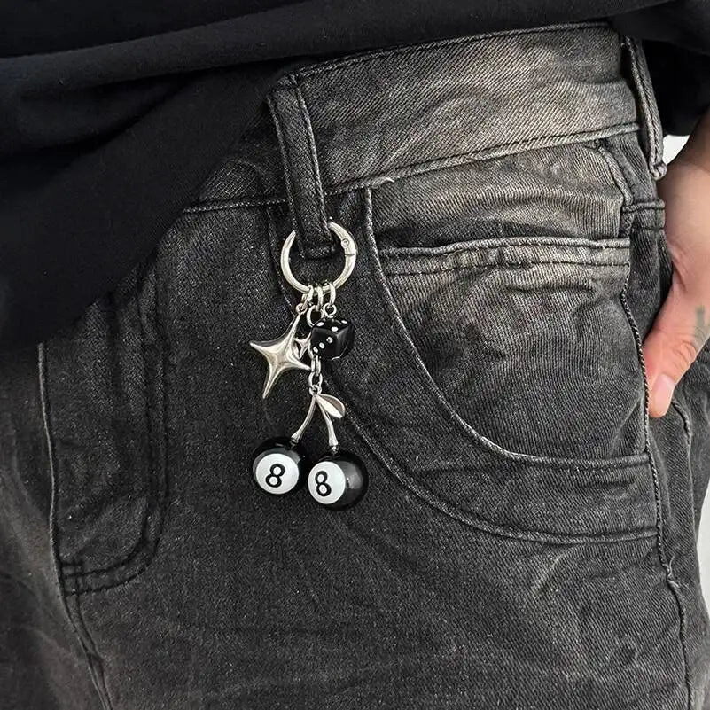 Retro Dice Billiards Keychain