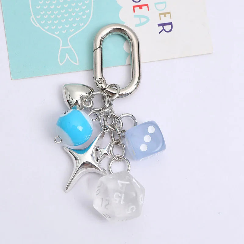 Korean Heart Star Dice Keychain