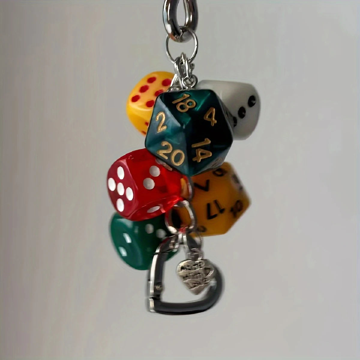 6 Dice Playful Resin Carabiner Charm Keychain