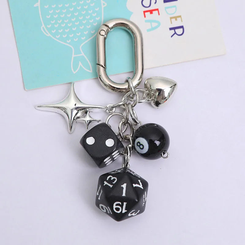 Korean Heart Star Dice Keychain