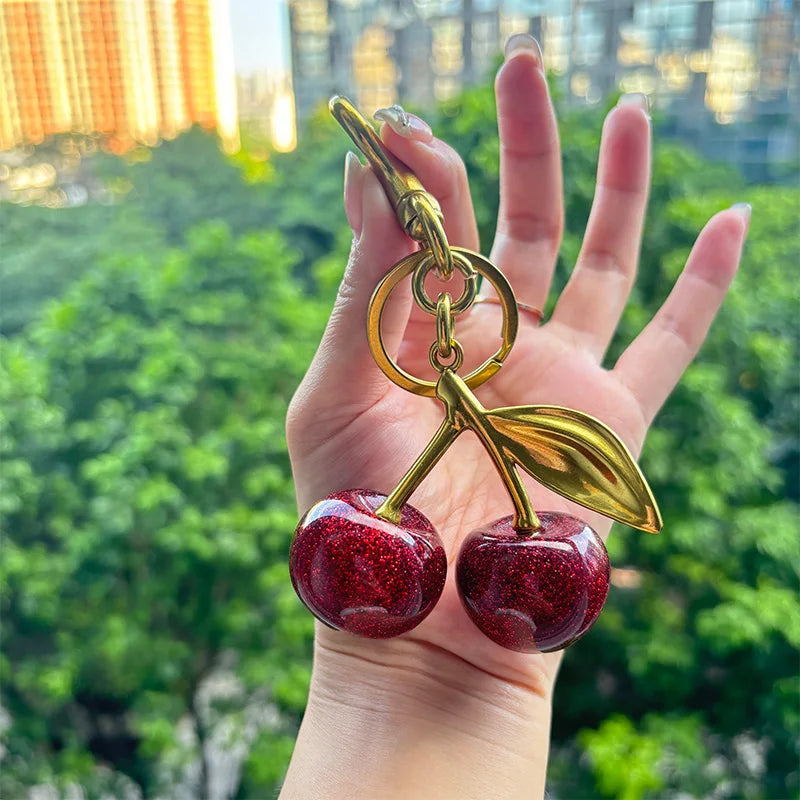 Ruby Glow Crystal Cherry Bag Charm.