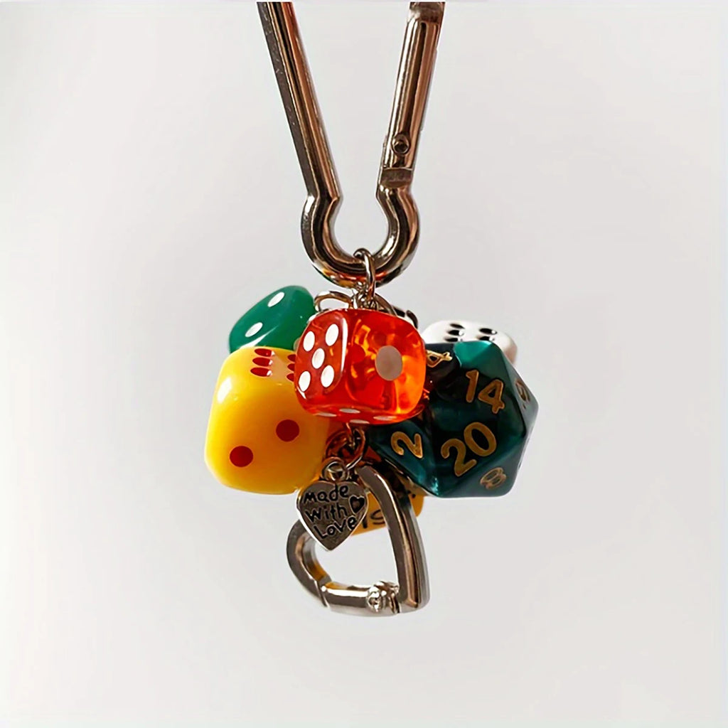 6 Dice Playful Resin Carabiner Charm Keychain