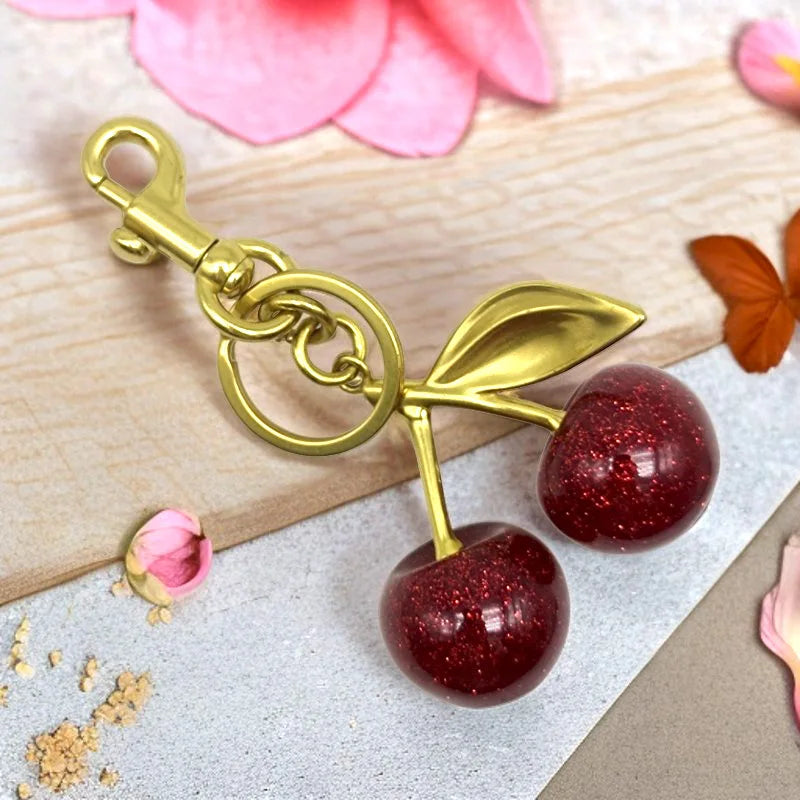 Ruby Glow Crystal Cherry Bag Charm.