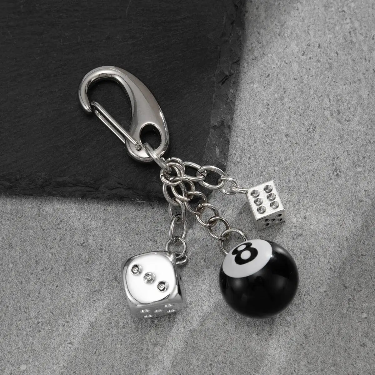 Retro Dice Billiards Keychain