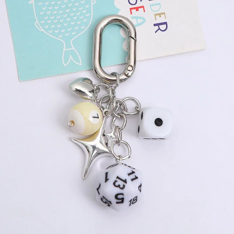 Korean Heart Star Dice Keychain