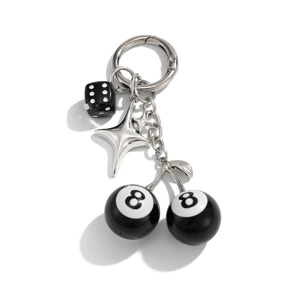 Cherry Billiard Ball Keychain