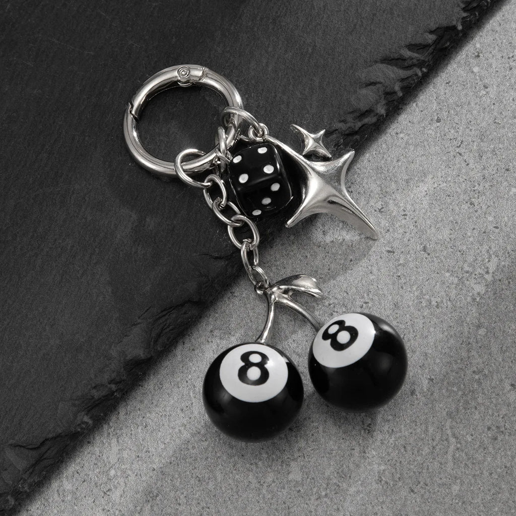 Cherry Billiard Ball Keychain
