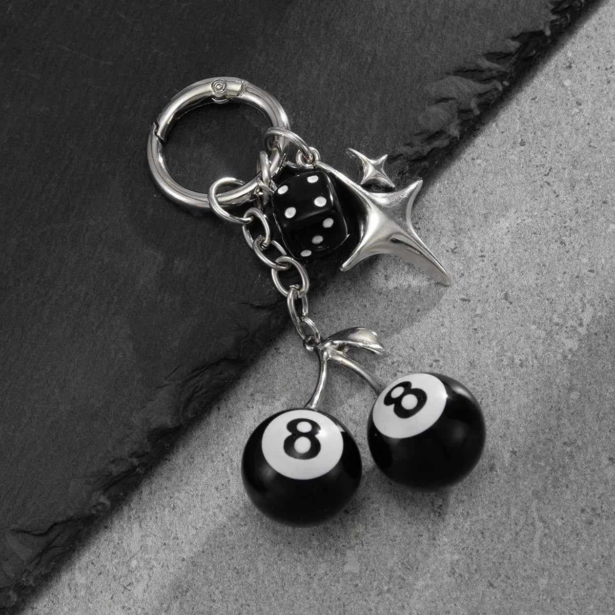 Cherry Billiard Ball Keychain