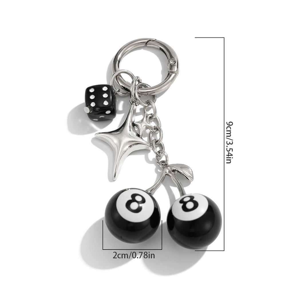 Cherry Billiard Ball Keychain