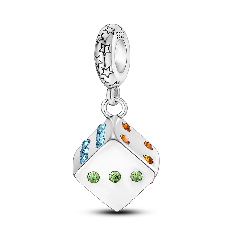 Silver CZ Letter Bracelet Charm