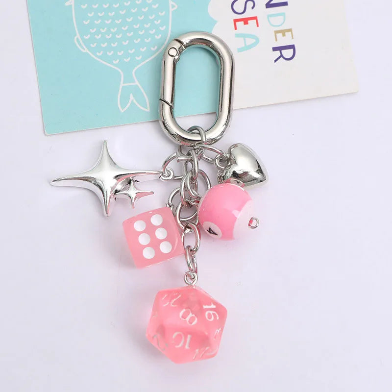 Korean Heart Star Dice Keychain