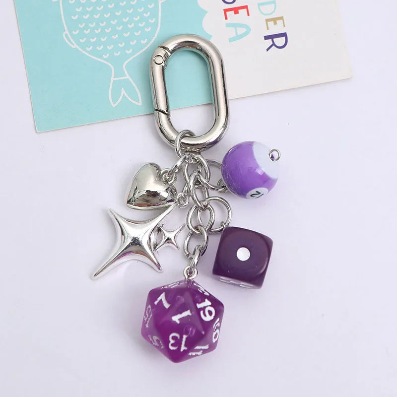 Korean Heart Star Dice Keychain