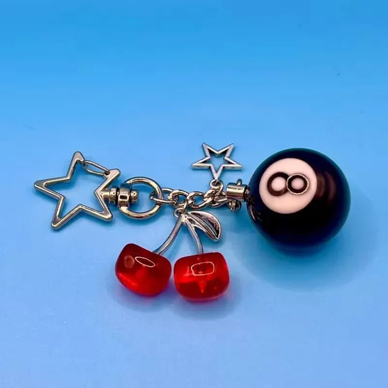 Cherry Billiard Ball Keychain