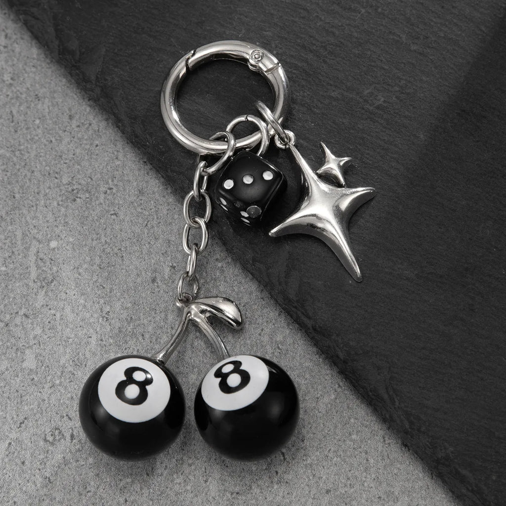Cherry Billiard Ball Keychain