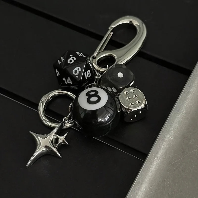 Resin Number Charm Keychain